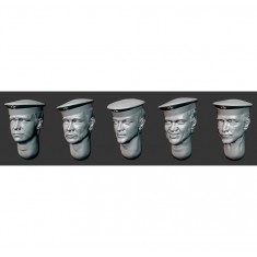 1/35 WWII Soviet Sailors Head x5 (Set 2)