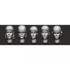 1/35 Women Head x5 In Baseball Caps