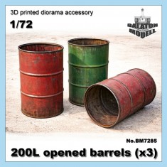 1/72 200L Opened Barrels (3pcs, Height: 1cm)