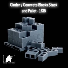 1/35 Cinder / Concrete Blocks Stack (10 loose blocks) and Pallet