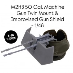 1/48 M2HB 50 Cal. Machine Gun Twin Mount & Improvised Gun Shield