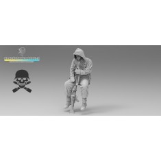 1/48 WWII German Totenkopf Winter Tank Rider #11 with MG42