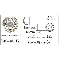 1/12 Nuts with Washers (Resin, 30pcs; Diameter: 0.66mm, Length: 8mm)