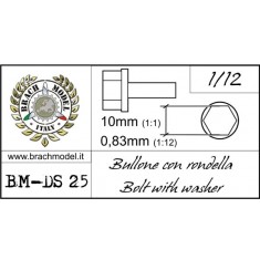 1/12 Bolts with Washers (Resin, 30pcs; Diameter: 0.83mm, Length: 10mm)