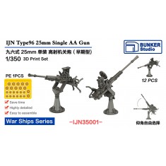 1/350 IJN Type96 25mm Single AA Gun Early Type (12pcs)