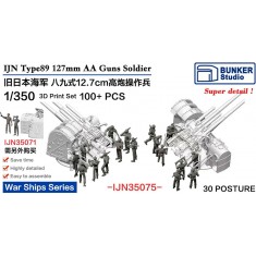 1/350 IJN Type89 127mm Twin AA Gun Soldiers 