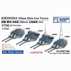 1/700 IJN KIRISHIMA 356mm Main Gun Turrets Set 1942 for Fujimi kit