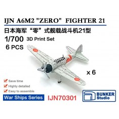 1/700 IJN A6M2 'ZERO' Fighter 21 (6pcs) with Decals