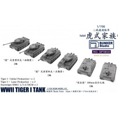 1/700 WWII German TIGER Tanks: Initial x2, Late x2, Sturmtiger x2