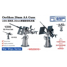 1/200 USN Oerlikon 20mm AA Guns Early Type (10pcs) for Trumpeter 03701/03711/03712/62001