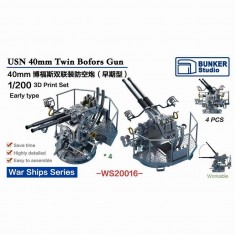 1/200 USN 40mm Twin Bofors Gun (Early Type) with Shield (4pcs)