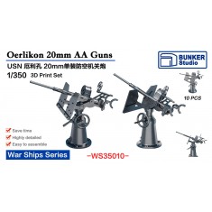 1/350 USN Oerlikon 20mm AA Guns (10pcs)