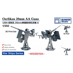1/350 USN Oerlikon 20mm AA Guns A (10pcs)