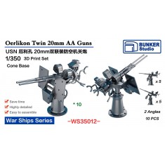 1/350 USN Oerlikon 20mm Twin AA Guns B (10pcs)