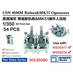 1/350 WWII USN 40mm Bofors and Mk51 Operators (54pcs) 