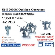 1/350 WWII USN 20mm Oerlikon Operators (42pcs) 
