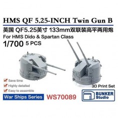 1/700 HMS QF5.25-INCH 133mmTwin Gun B for Cruisers