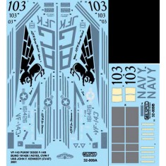 Decals for 1/32 Grumman F-14B Tomcat VF-143 Pukin' Dogs 2001