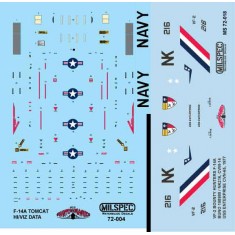 Decals for 1/72 VF-2 Bounty Hunters, F-14A Tomcat, USS Enterprise, CVN-65, CVW-14, 1977