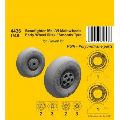 1/48 Beaufighter Mk.I/VI Mainwheels Early Wheel Hub / Smooth Tyre for Revell kits
