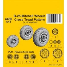 1/48 B-25 Mitchell Wheels Cross Tread Pattern for HK Models