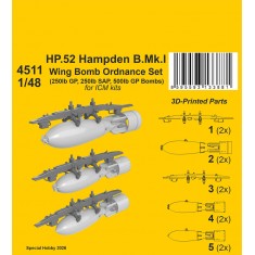 1/48 HP.52 Hampden B.Mk.I Wing Bomb Ordnance Set for ICM kits