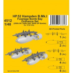 1/48 HP.52 Hampden B.Mk.I Fuselage Bomb Bay Ordnance Set for ICM kits