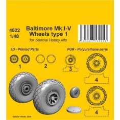1/48 Baltimore Mk.I-V Wheels for Special Hobby Kits