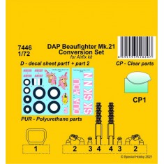 1/72 WWII Australian DAP Beaufighter Mk.21 Conversion Set for Airfix kits