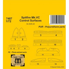 1/72 Supermarine Spitfire Mk.VC Control Surfaces for Airfix kit
