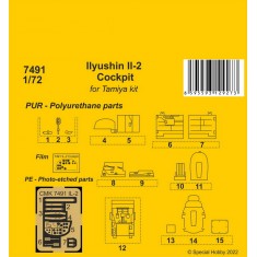 1/72 WWII Ilyushin Il-2 Cockpit Set for Tamiya kits