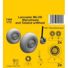1/72 WWII Lancaster Mk.I/III Mainwheels and Tailskid w/Wheel