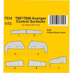 1/72 Grumman TBF/TBM Avenger Control Surfaces for Hobby Boss kit