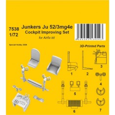 1/72 Junkers Ju 52/3mg4e Cockpit Improvement Set for Airfix kit (3D Printed)