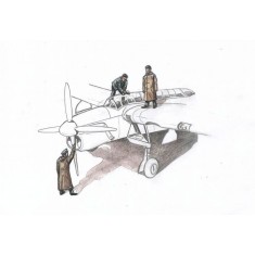 1/72 Barracuda Mechanics (3 figures, aboard carrier with raincoat) for Special Hobby kit