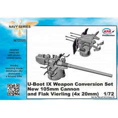 1/72 U-Boot IX Weapon Conversion set 105mm cannon and Flak Vierling for Revell