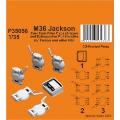 1/35 M36 Jackson Type A Fuel Tank Filler Caps and Extinguisher Pull Handles