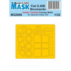 1/32 Fiat G.50B Bicomando Inside Outside Canopy Masking for Special Hobby kits