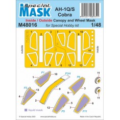1/48 Bell AH-1Q/S Cobra Canopy & Wheel MASK for Special Hobby kits