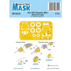 1/72 DH.100 Vampire Mk.I Early & Late Paint Masking for Special Hobby kits