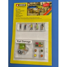 HO Scale Themed Figures Set (defect: fruit barrow roof support cracked)