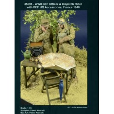 1/35 WWII BEF Officer & Dispatch Rider w/HQ (2 figures + accessories)