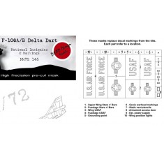 1/72 Convair F-106A/B Delta Dart National Insignias Masking for Meng/Trumpeter kits