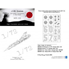 1/72 J-35 Draken National Insignias Masking for Hasegawa kits