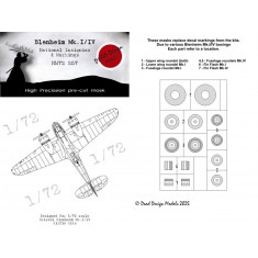 1/72 Bristol Blenheim Mk.I/IV National Insignias Masks for Airfix kits