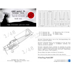 1/48 Mitsubishi A6M3 m.32 Control Surfaces Optical Illusion Masking for Eduard kits