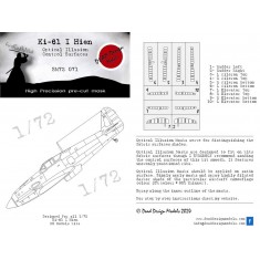 1/72 Kawasaki Ki-61 I Hien Control Surfaces Masking for RS kits