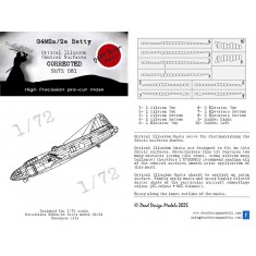 1/72 G4M2a/e Betty Control Surfaces Masking for Hasegawa kits