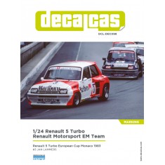 1/24 Renault 5 Turbo Team Renault Motorsport EM Marking Decal for Tamiya #24027