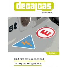 1/24 Fire Extinguisher and Battery Cut-off Symbols Security Logos for GT cars